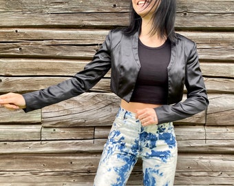 Red and Leopard Faux Leather Bolero Jacket Etsy