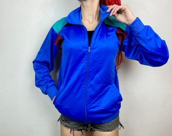 90s Vintage Tracksuit Jacket DOIT - Blue Colorblock, Size S
