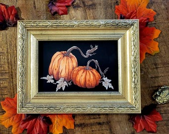 Pumpkin Patch on Black - art print