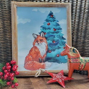 Fox&#39;s Christmas Tree- art print
