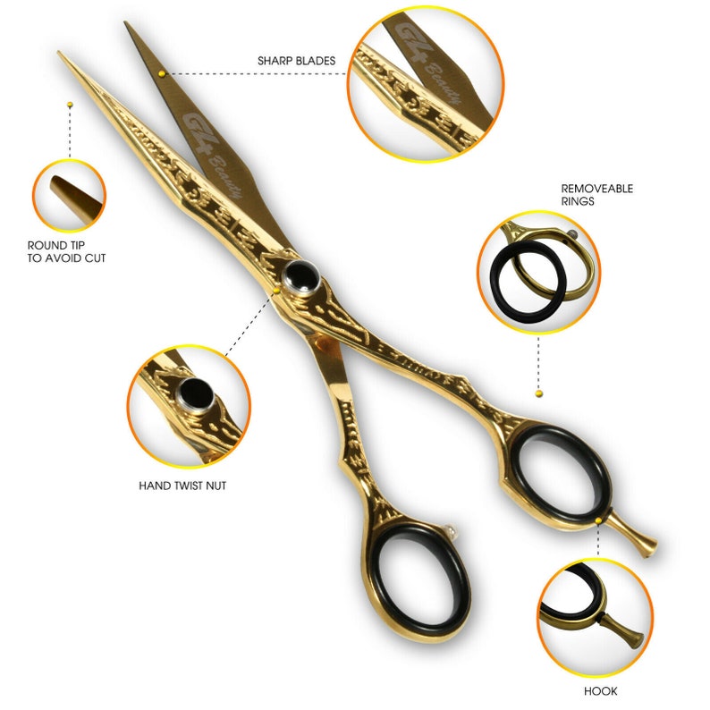 G4 Gold Professional Barber Scissors Hair Razor Edge Haircut Etsy