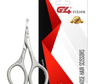 Nose Hair Scissors, Rounded Tip Facial Hair Trimming Scissors, Stainless Steel Safety Small Grooming Scissors for Eyebrows Nose Beard