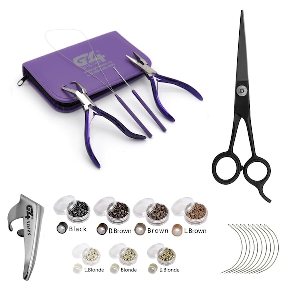 Hair Extension Plier Kit For Silicone Micro Rings Beads Loop Hook
