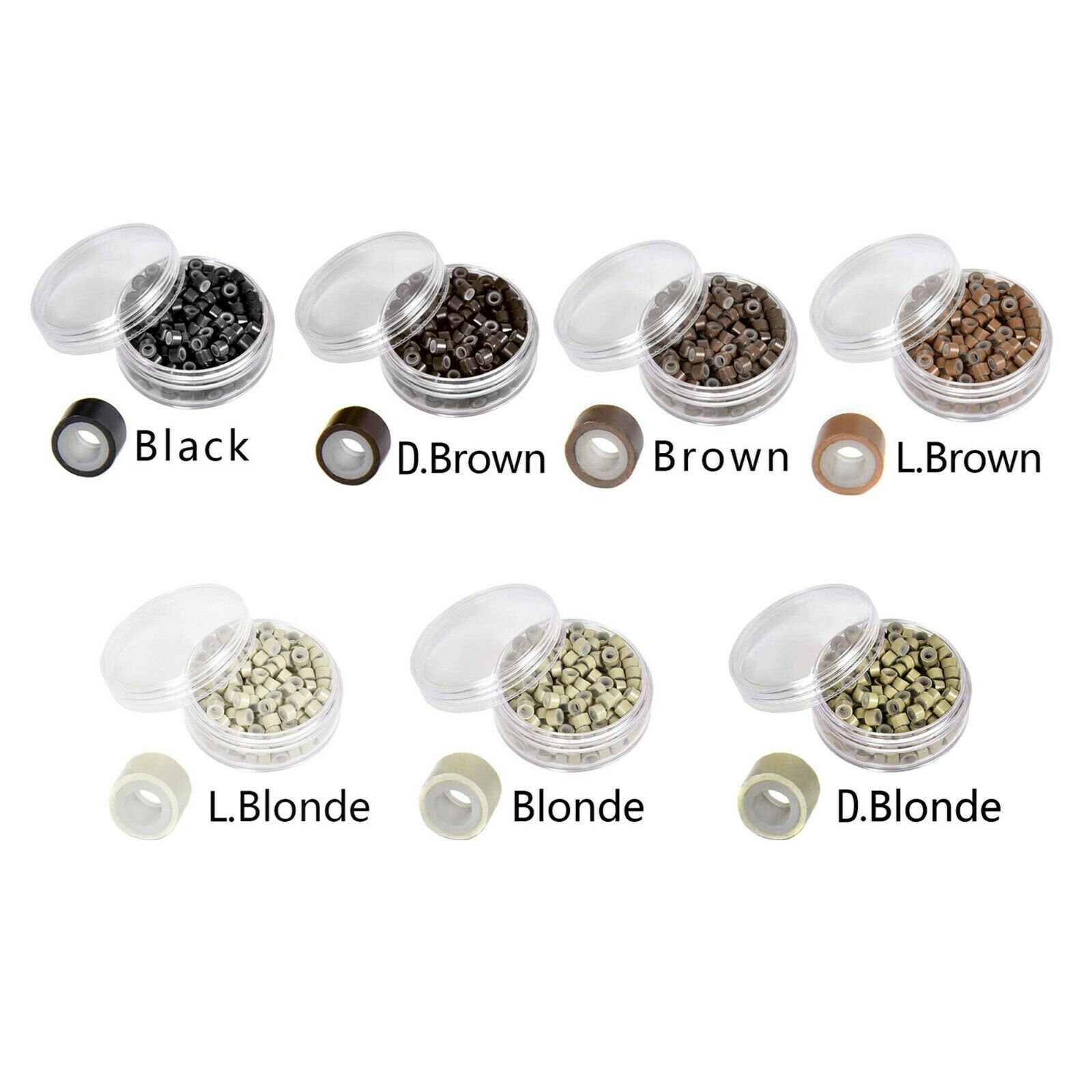  1000 Pcs Silicone Lined Micro Rings Links Beads 5mm Lined  Beads for Hair Extensions Tool (Black+Dark Brown+Brown+Dark Blonde+Blonde)  : Beauty & Personal Care