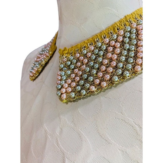 Vintage 1960s Collar Attachement Sewing Notion Pink Green Gold Threading