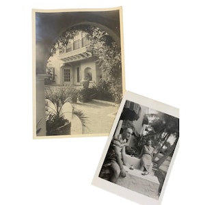 Tarjeta promocional vintage de Santa Bárbara y foto familiar de vacaciones en Florida