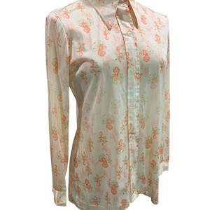 Large Cos Cob Vintage 1960s Womens Polyester Button Up Shirt Blouse Defects