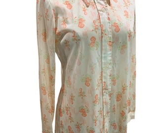 Large Cos Cob Vintage 1960s Womens Polyester Button Up Shirt Blouse Defects