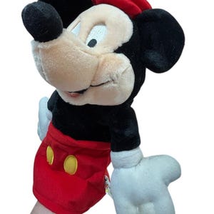 Vintage Walt Disney World Mickey Mouse Hand Puppet 12" Plush Red Hat image 1