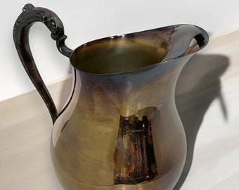 Vintage F.B. Rogers 3707 Silverplate Pitcher Footed Ice Lip 9 Inches