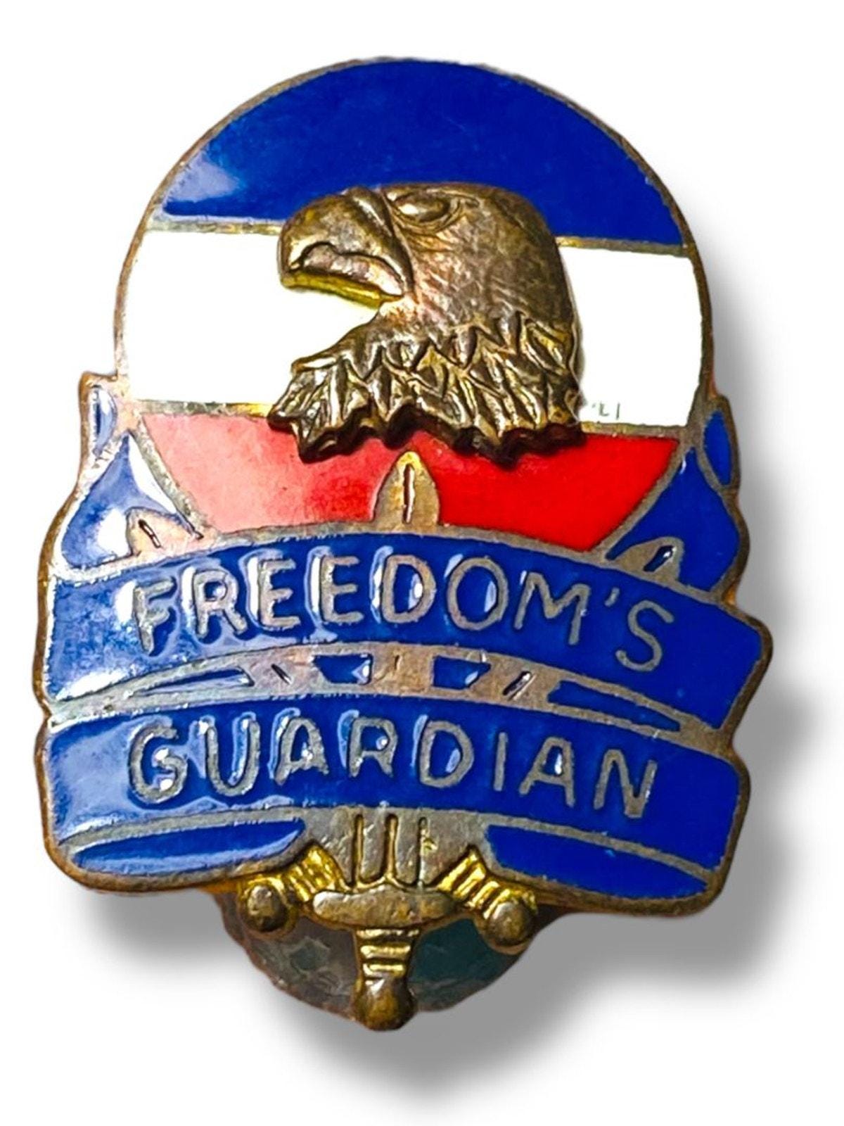 Freedom Pin Original Vintage US Army Eagle Freedom's Guardian Lapel Pin L22 1