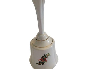 Christmas Holly Greens Swag Hand Bell Dinner Porcelain