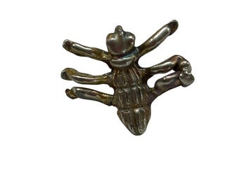 Vintage Brushed Goldtone Spider Lapel Pin Small 5/8"