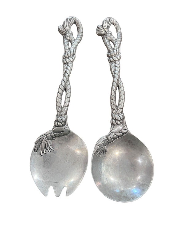 Vintage 2002 Arthur Court Pewter Nautical Rope Western Motif Salad