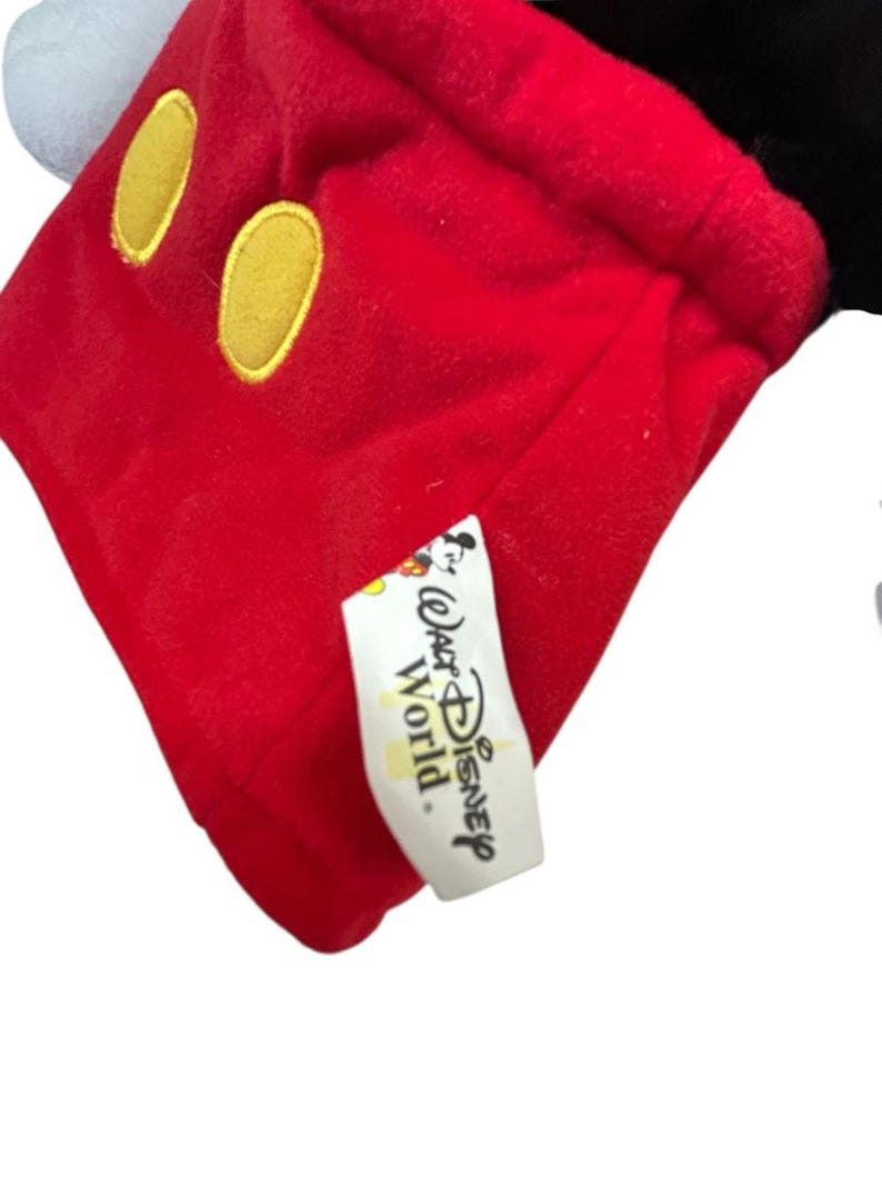Vintage Walt Disney World Mickey Mouse Hand Puppet 12" Plush Red Hat image 5
