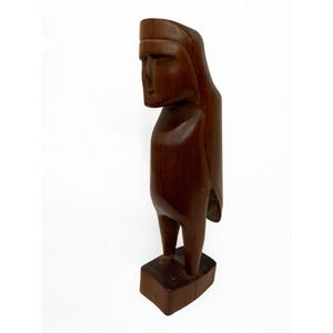 Carved Midcentury Teak Statue Figurine 8.6 Inches