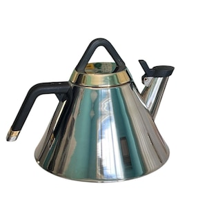 Unique Vintage Kamenstein Stainless Steel Brass Tea Kettle Pyramid Shape Large