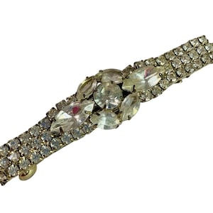 Ornate Rhinestone Barrette 3.5 Inch Vintage Hair Accessory Silvertone