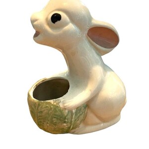 Vintage Pottery Bunny Rabbit Planter Cabbage