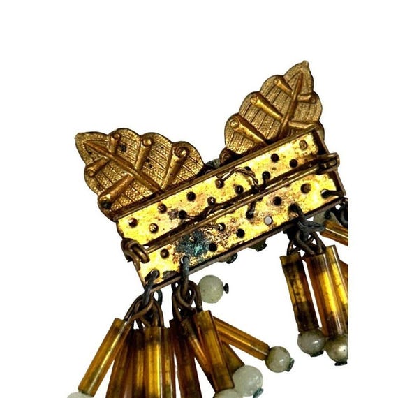 Unsigned Miriam Haskell Style Glass Beaded Leaf B… - image 5