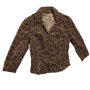 Medium Womens Vintage 1980s Button Up Blouse Shirt Paisley Print