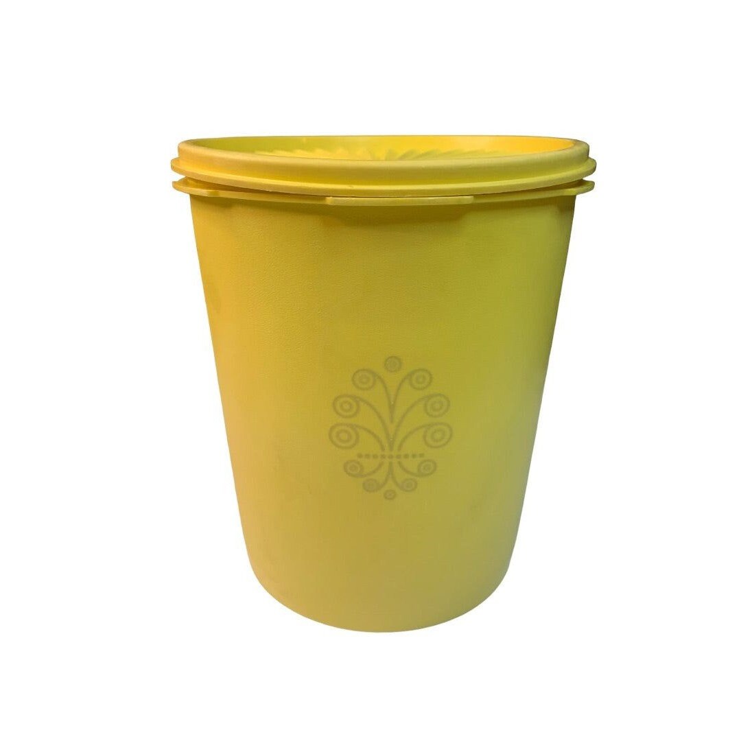 Vintage Tupperware Yellow Canister 807-2 Starburst Lid 808-13 7.5