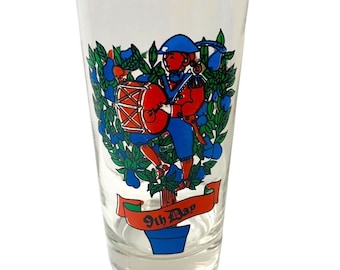 Vintage Tumbler Glass Taylor Smith & T 9th Day of Christmas 10 oz Drinking