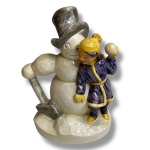 Sebastian Miniatures Snow Day Girl Snowman Figurine Signed Numbered Vintage