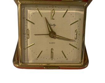 Vintage Bradley Red Folding Travel Winding Alarm Clock MCM Salvage