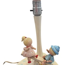 Vintage 1960s Wooden Nursery Lamp Young Designs Inc Boy/Girl Tested Works NY USA