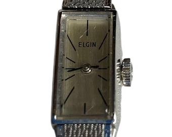 Vintage Elgin Womens Wristwatch 10K Gold Filled Silver Color For Parts