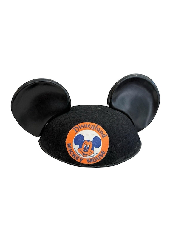 Disneyland Mickey Mouse Ears Felt Wool Blend Hat Plastic Ears Vintage Walt
