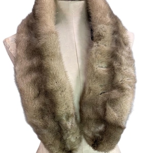 1950s Mink Stole Scarf Clips 42&quot; x 4.5&quot; Vintage Fur