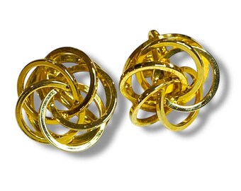 Vintage Goldtone Screwback Non-Pierced Earrings Interlocking Circles .6"