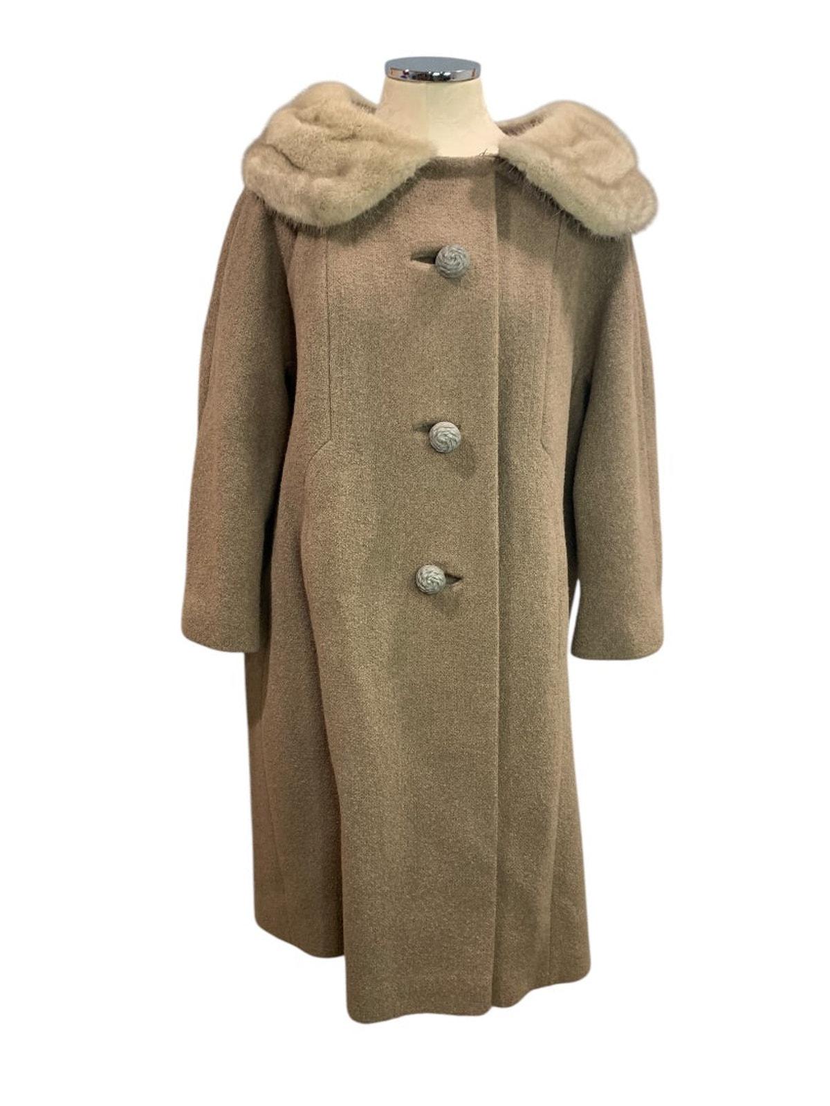 XL Vintage 1950s Wool Coat Womens Fur Collar Scranton PA - Etsy