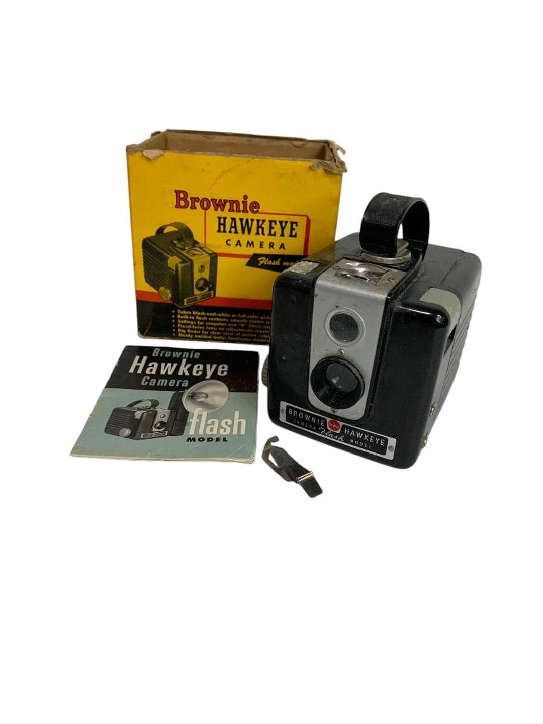 1950s Eastman Kodak Brownie Hawkeye Camera Flash Model Box Instructions ...