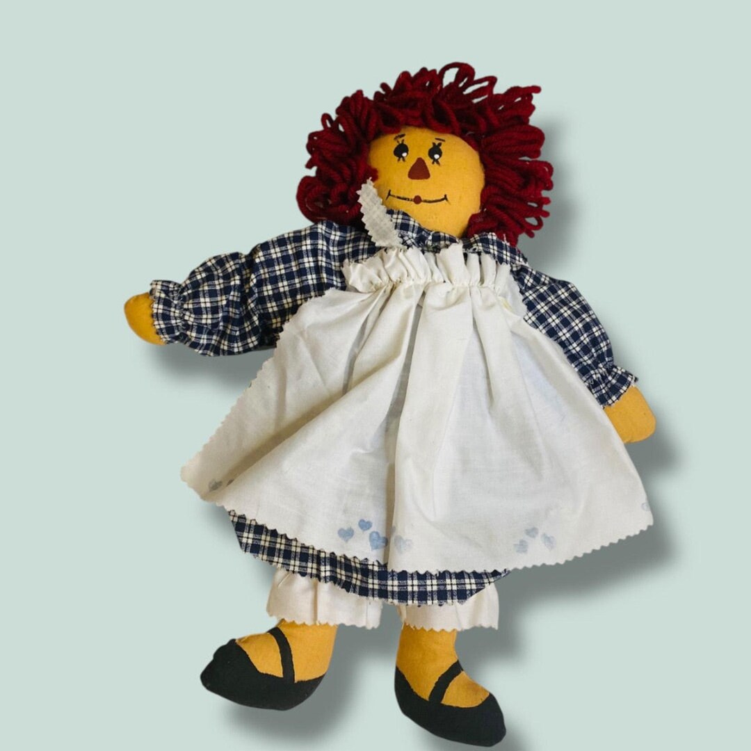 Vintage Handmade Raggedy Ann Rag Doll Painted Shoes Face 13 Inch - Etsy