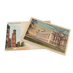 Lot de 10 cartes postales en lin de la Smithsonian Institution, Washington DC, souvenir VTG. HHP
