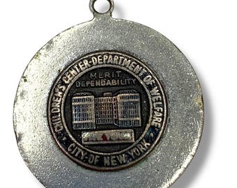 Silvertone Vintage Charm Childrens Center Department of Welfare City 1.1 Inch