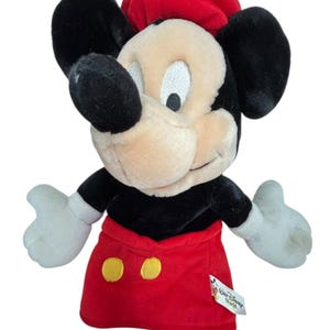 Vintage Walt Disney World Mickey Mouse Hand Puppet 12" Plush Red Hat image 2