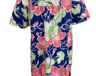 Vintage 70s Sears Floral Cotton Shift Dress - Size 2X