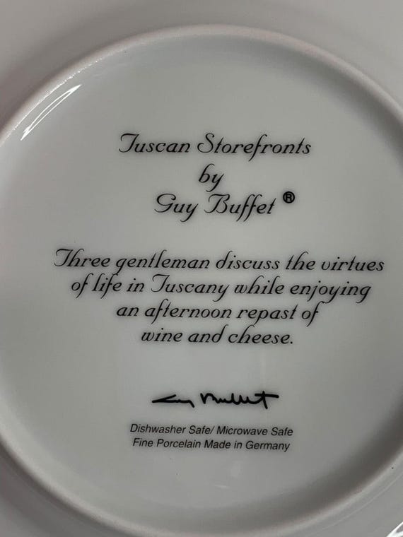 Guy Buffet Tuscan Storefronts Salad Plate Gentleman Repast 8 Inch