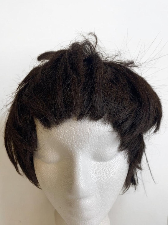 Vintage Dark Brown Wig Short Hair Pixie Costume Halloween