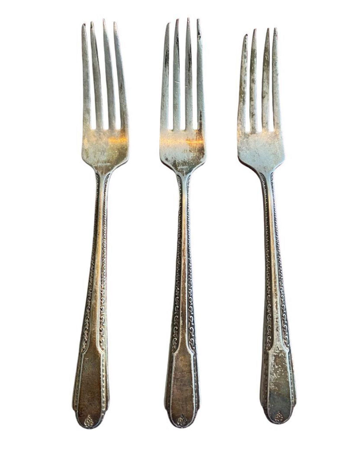 Antique 1937 Gorham Cavalier Silverplate Silverware Forks Flatware