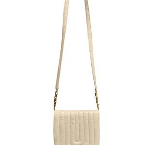 Bolso bandolera Lucien Piccard de piel suave color marfil, estilo retro de los años 80