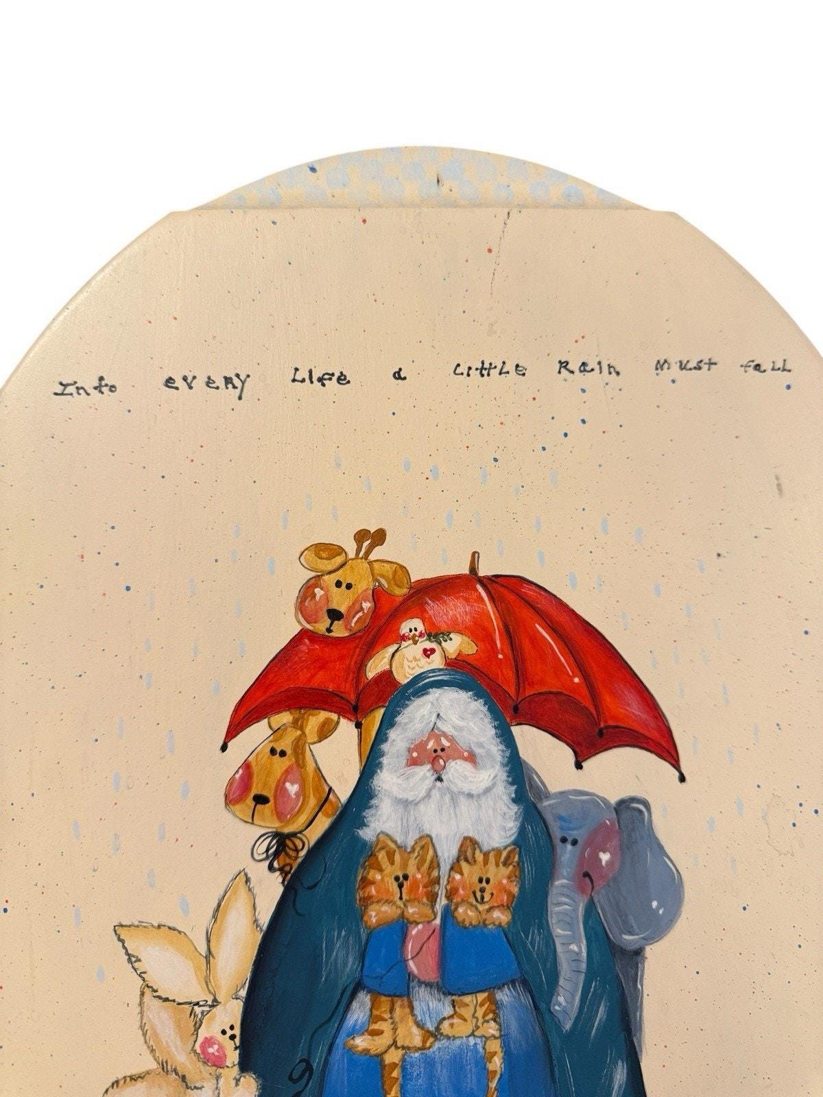 ノアの箱舟フォークアート絵画手描き木製サインカントリーかわいい聖書