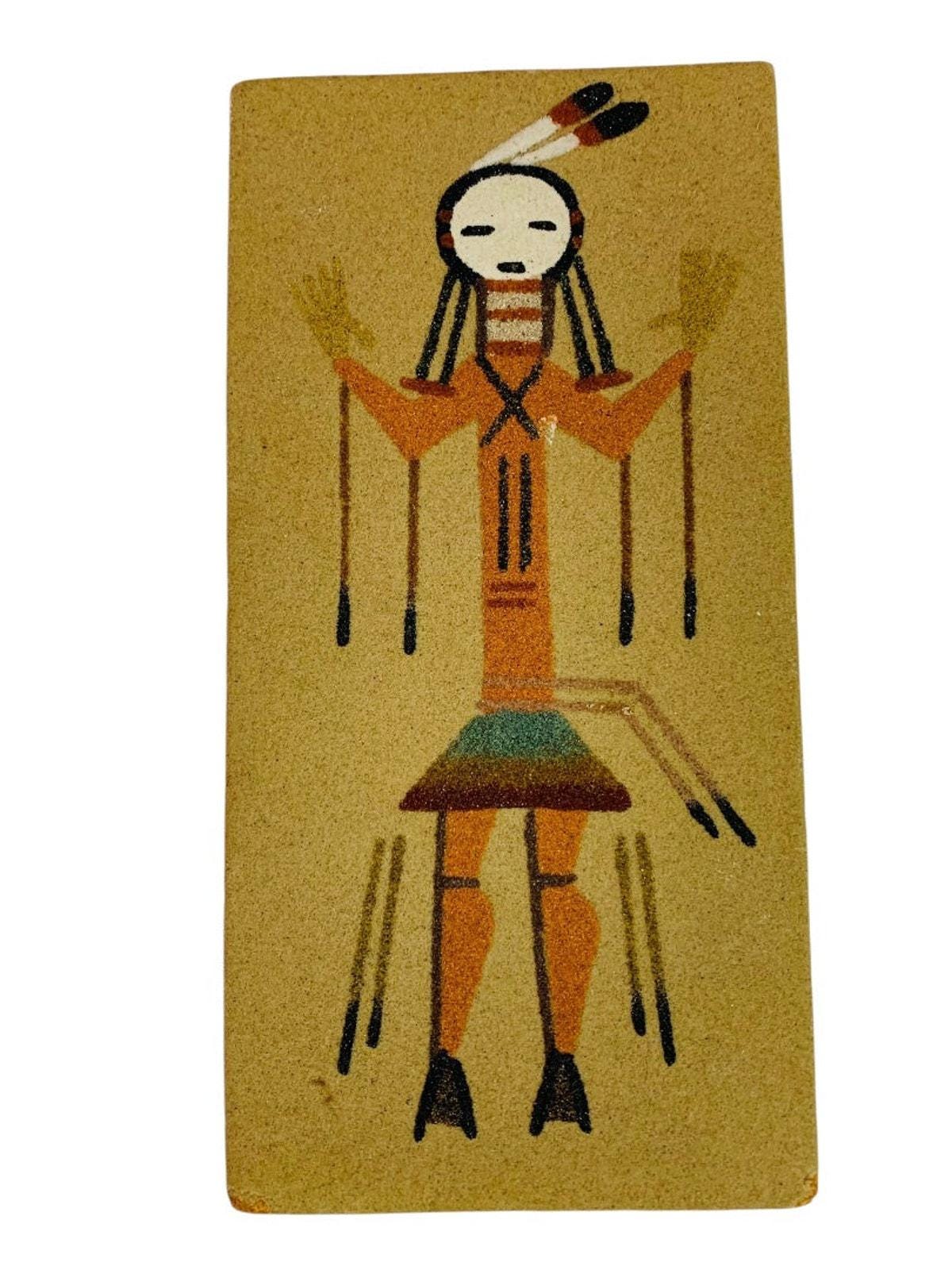 ネイティブアメリカン 砂画 ネイティブアメリカン ナバホ族サンドペイント砂絵USAヴィンテージnavajo