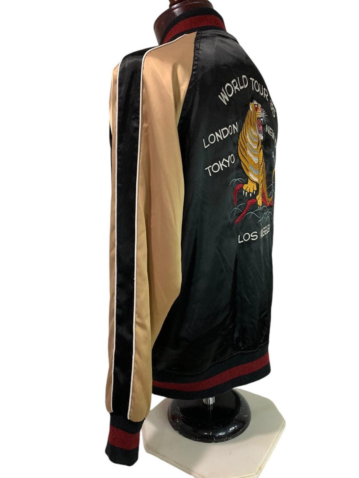 Medium Stussy World Tour 35 Black Unisex Bomber Jacket 1990s