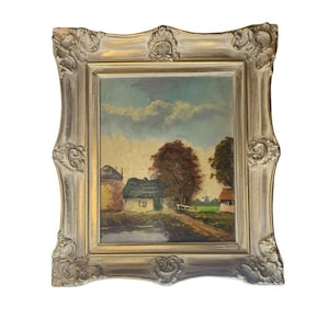 H. Wester Signed Oil on Board Framed Painting Holland Dutch Ornate Wood Frame