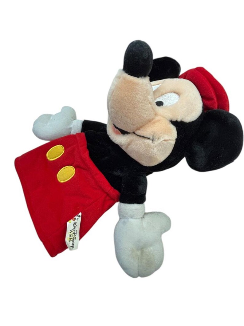 Vintage Walt Disney World Mickey Mouse Hand Puppet 12" Plush Red Hat image 4